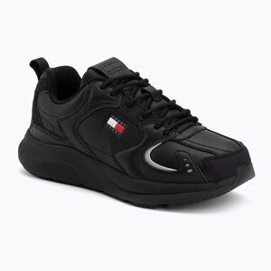 Férfi cipők Tommy Jeans Runn Leather triple black (Runn Leather EM0EM017760GJ) kép