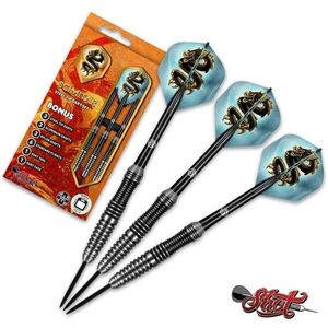 Darts nyílkészlet Shot Value Range Scimitar rozsdamentes acél/sárgaréz, 3 db, bordázott test, darts-karbantartó szerszám kép