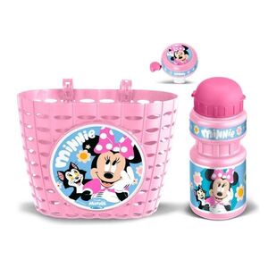Kerékpáros szett Minnie (kosár, kulacs, csengő) - rózsaszín, strapabíró műanyag, könnyen felszerelhető kép