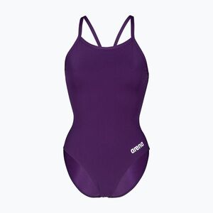 Női egyrészes fürdőruha Arena Team Light Drop Solid plum/white (Team Light Drop Solid 004767/911) kép