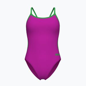 Női egyrészes fürdőruha Arena Lace Back Solid very fuchsia/team green (Lace Back Solid 004651/966) kép