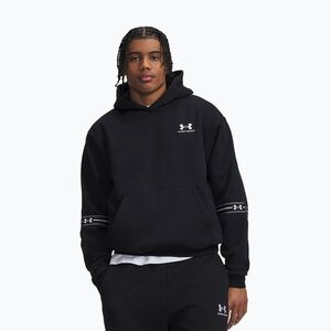 Férfi pulóver Under Armour Icon Fleece Taped Hoodie ultimate black/white (Icon Fleece Taped Hoodie 6013460-008) kép