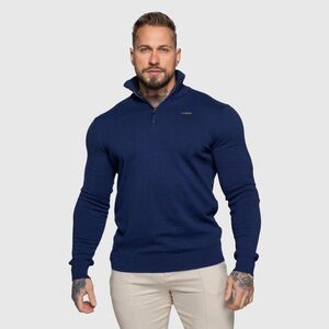 Kötött pulóver cipzárral Iron Aesthetics Tomas, navy kép