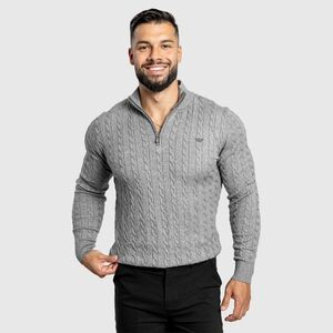 Férfi kötött pulóver Iron Aesthetics Cable Knit, szürke kép