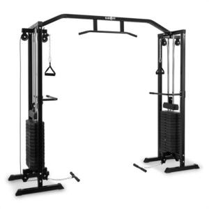 KLARFIT Cablefit edzőtorony, áthidaló, 2 x 77kg, kettő csigával, acél, fekete kép