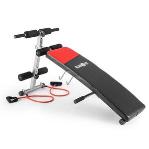 KLARFIT Hiup Situp-Bank hasizom erősítő, expander, összecsukható pad, műbőr, fekete/piros kép