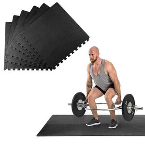 KLARFIT Puzzta alátétek, 6 darab, EVA hab, 12 perem, Memorysafe, fekete kép