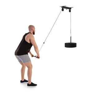 KLARFIT Hangman, csigás gép, mennyezetre erősítés, 2 m-es kábel, tricepsz rúd, fekete kép