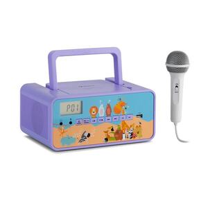 Auna Kidsbox ZOO, CD boombox, CD lejátszó, BT, USB, LC kijelző, állatok, lila kép