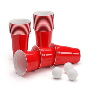 BeerCup Andrews, piros söröspoharak, 473 ml (16 oz), robusztus, mellékelve labdácskák és szabályok kép