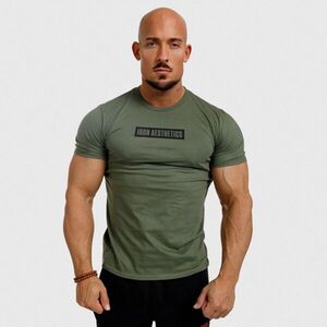 Férfi fitness póló Iron Aesthetics Boxed, katonazöld kép