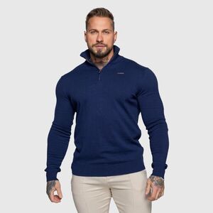 Kötött pulóver cipzárral Iron Aesthetics Tomas, navy kép