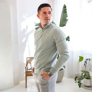 Kötött pulóver cipzárral Iron Aesthetics Tomas, sage zöld kép