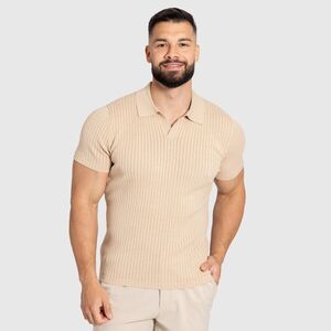 Férfi póló Iron Aesthetics Polo Knit, bézs kép