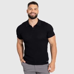 Férfi póló Iron Aesthetics Polo Knit, fekete kép