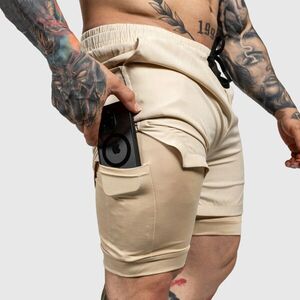 Funkcionális short Iron Aesthetics SweatPro 2in1, khaki kép