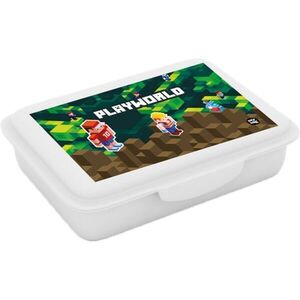 Oxybag PLAYWORLD Műanyag uzsonnásdoboz gyerekeknek, fehér, méret kép