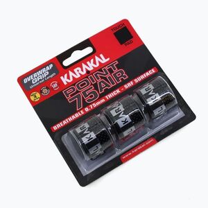 Squashütő markolatszalag Karakal Point 75 Air 3 pack black (Point 75 Air Overwrap Grip 3szt KA60433) kép