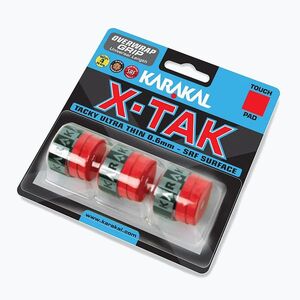 Squashütő markolatszalag Karakal X Tak 3 pack red (X-Tak Overwrap Grip 3szt KA7012) kép