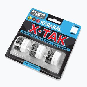 Squashütő markolatszalag Karakal X Tak 3 pack white (X-Tak Overwrap Grip 3szt KA701) kép
