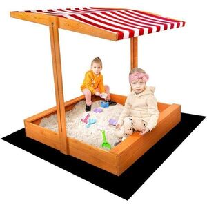 BABY MIX SANDPLAY Gyerek fa homokozó tetővel, barna, méret kép