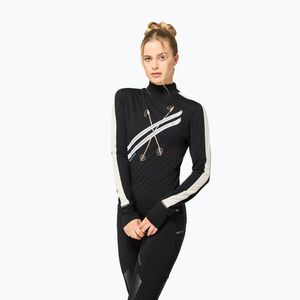 Női hosszú ujjú póló super.natural KryTeeede Col T-Neck Light jet black/white/mountain trail gl/white (Kryssede Col T-Neck Light SNW027790/52J) kép