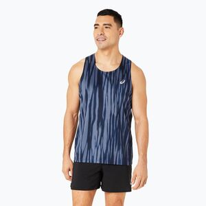 Férfi ASICS Road All Over Print Singlet kék expanse/középnapi futó felső (Road All Over Print Singlet 2011D091-400) kép