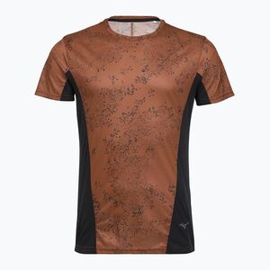 Férfi futópóló Mizuno Active DryAeroFlow Graphic copper brown (Active DryAeroFlow Graphic J2GAD00455) kép