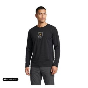 Férfi túrázó póló hosszú ujjú EVERETT T-badge M black kép