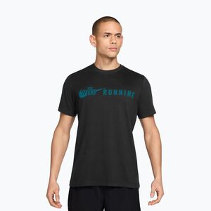 Férfi futó póló Nike Dri-Fit Running T-Shirt black/bright spruce (Dri-Fit Running IV4688-011) kép