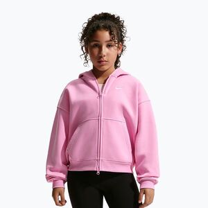 Gyerekpulóver Nike Sportswear Studio Fleece pink rise/white (Sportswear Studio Fleece Oversized Full-Zip IM4904-621) kép