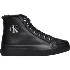 Calvin Klein VULC FLATF MID LACEUP LTH FUR Női bokáig érő téli sneaker, fekete, méret kép