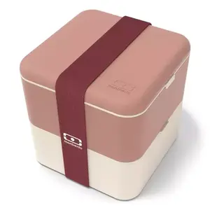 MONBENTO SQUARE Kétszintes uzsonnás doboz, lazac, méret kép