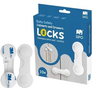 Sipo SAFETY LOCK 10DB Biztonsági zárak szekrényekhez és fiókokhoz, fehér, méret kép