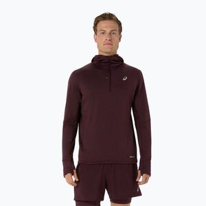 Férfi futópulóver ASICS Road Winter Ls Hoodie dark currant (Road Winter Hoodie 2011D359-600) kép