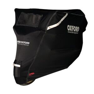 Motorosponyva Oxford Protex Stretch Outdoor S klímamembránnal, fekete, eső- és porvédelem, kettős varratok, szellőzőnyílások kép