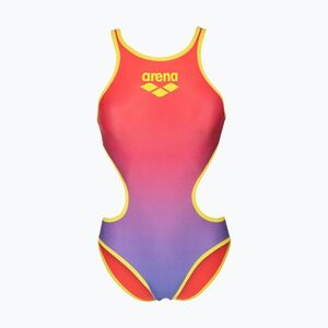 Női egyrészes fürdőruha arena One Shaded Print Tech One Back bright coral royal multi/soft green (One Shaded Print Tech One Back 011637/986) kép