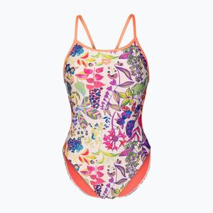 Női egyrészes fürdőruha arena Painting Lace Back multi/bright coral (Painting Lace Back 011686/140) kép