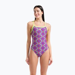 Női egyrészes fürdőruha arena Floral Challange Back violet multi/artic lime (Floral Challange Back 011649/696) kép