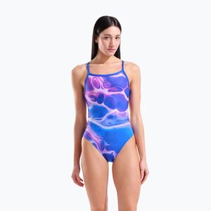Női egyrészes fürdőruha arena Earth Challange Back neon blue multi/neon blue/neon blue (Earth Challange Back 011711/880) kép