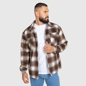 Férfi kockás ing Iron Aesthetics Timber brown/white kép