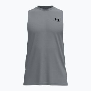 Férfi edző póló Under Armour Left Chest Cut Off Tank steel light heather/black (Left Chest Cut Off Tank 1329286-035) kép