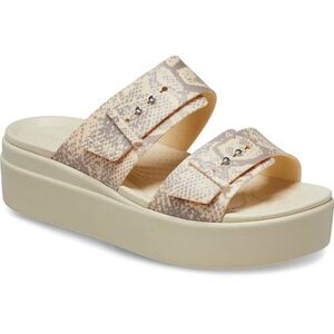 Női platformos szandálok (divatos lábbeli) CROCS Brooklyn Snake Buckle Low Wedge vanilla multi kép