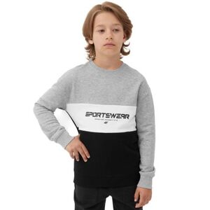 Fiú kapucnis pulóver 4F JUNIOR SWEATSHIRT-JAW23TSWSM630-27M-COLD LIGHT GREY MELANGE kép