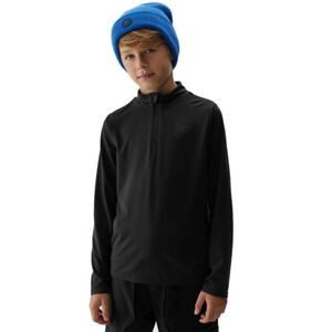 Fiú sídzseki pulóver 1 2 cipzárral 4F JUNIOR BRUSHED UNDERWEAR-JAW23UBRUM045-20S-DEEP BLACK kép