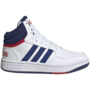 Fiú szabadidőcipők ADIDAS Hoops 3.0 Mid cloud white victory blue better scarlet kép