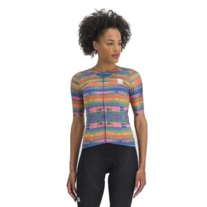 Női rövid ujjú kerékpáros mez SPORTFUL Glitch w bomber jersey, multicolor papaya kép