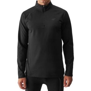 Férfi bélelt sípulóver 1 2 cipzárral 4F BRUSHED UNDERWEAR-WAW24UBRUM076-20S-DEEP BLACK kép