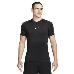 Férfi rövid ujjú edzőpóló NIKE PRO DF SLIM TOP SS-010 BLACK WHITE kép