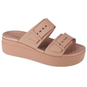 Női platformos szandálok (divatos lábbeli) CROCS Brooklyn Buckle Low Wedge W latte kép